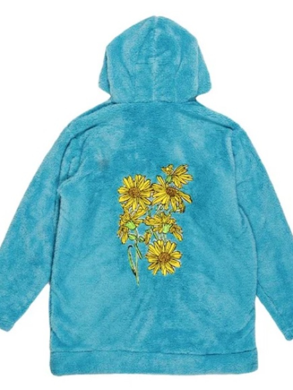 Janis Joplin Yellow Daisies Blue Sherpa Fleece Pullover Hoodie